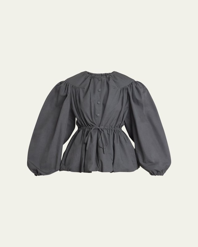 Vanter Pleated Bubble Hem Drawstring Jacket